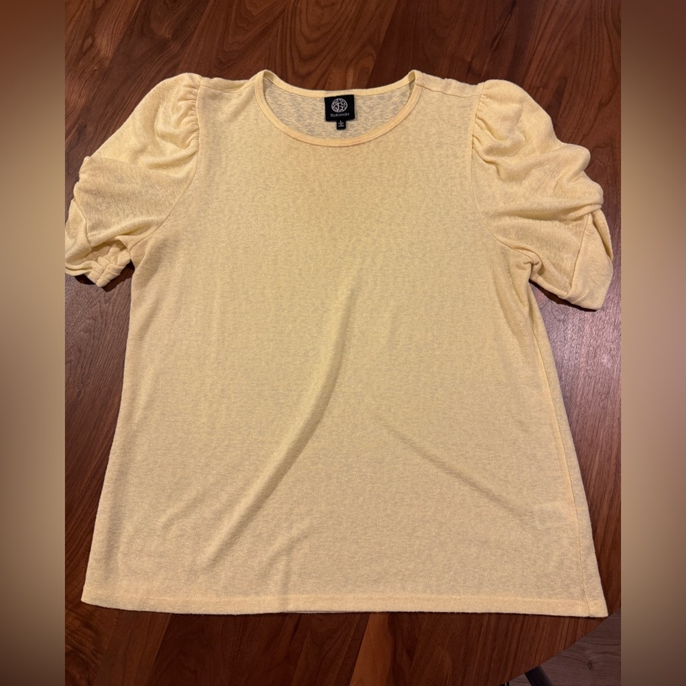 Bobeau Yellow Puff Sleeve Top